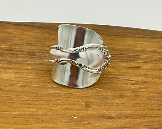 Silver Wrap Ring made from Silver Plated Antique Vintage demitasse spoon, Silverware Spoon Ring, Gift for Women Unique