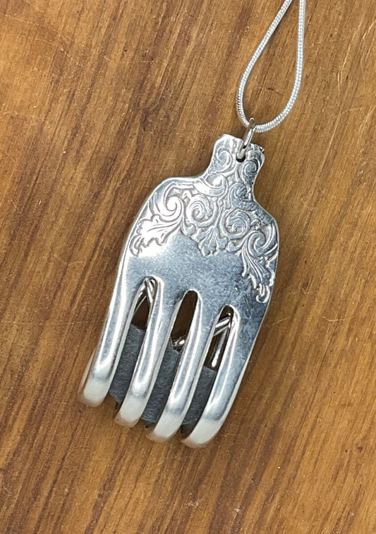 Essential Oils Necklace Pendant Made from Repurposed Vintage, Antique Silver Fork | Essential Oils Pendant, Silver Necklace