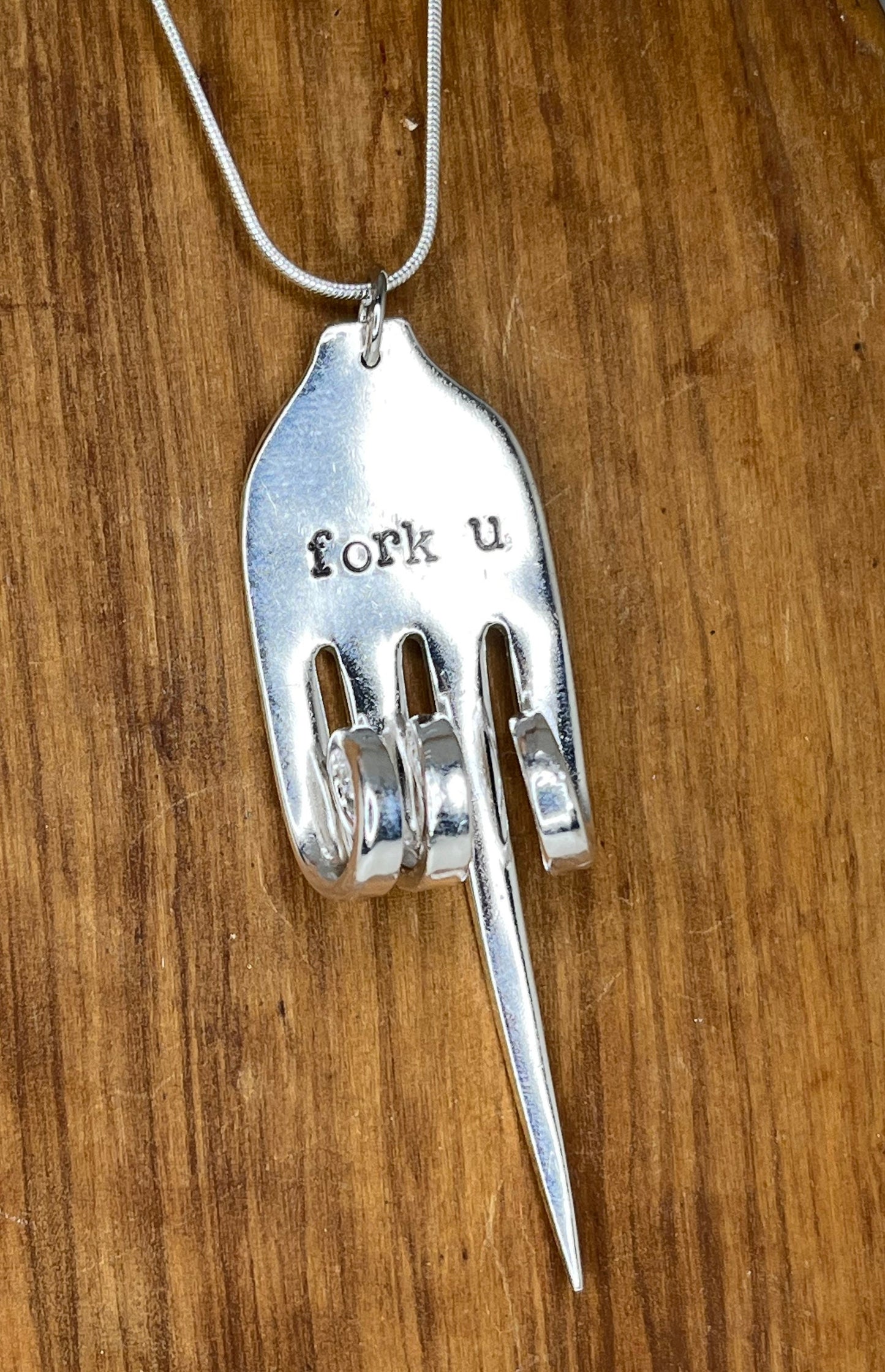 Fork You fork pendant made from vintage silver plated silverware. Gift for friend. Unique pendant. Fork you.