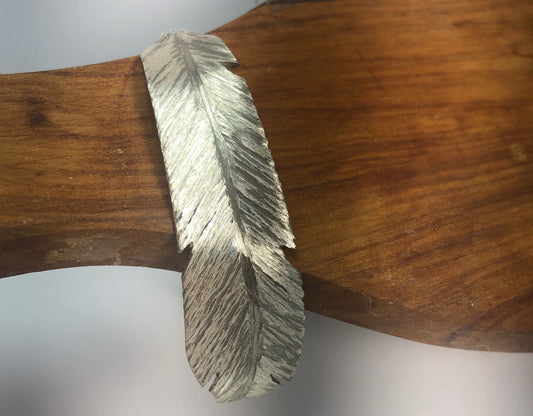 Silverware feather bracelet, Silver Cuff Bracelet, repurposed silverware jewelry,