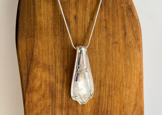 Silver Necklace Pendant made from vintage silverware handle with the inscription Boss Bitch on the Back, Boss Gift, Gift for Friend
