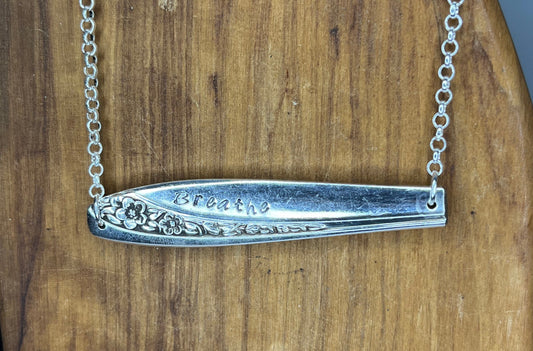 Silver Necklace Pendant made from vintage silverware, Silverware Jewelry, Silver Necklace, Spoon Handle Necklace
