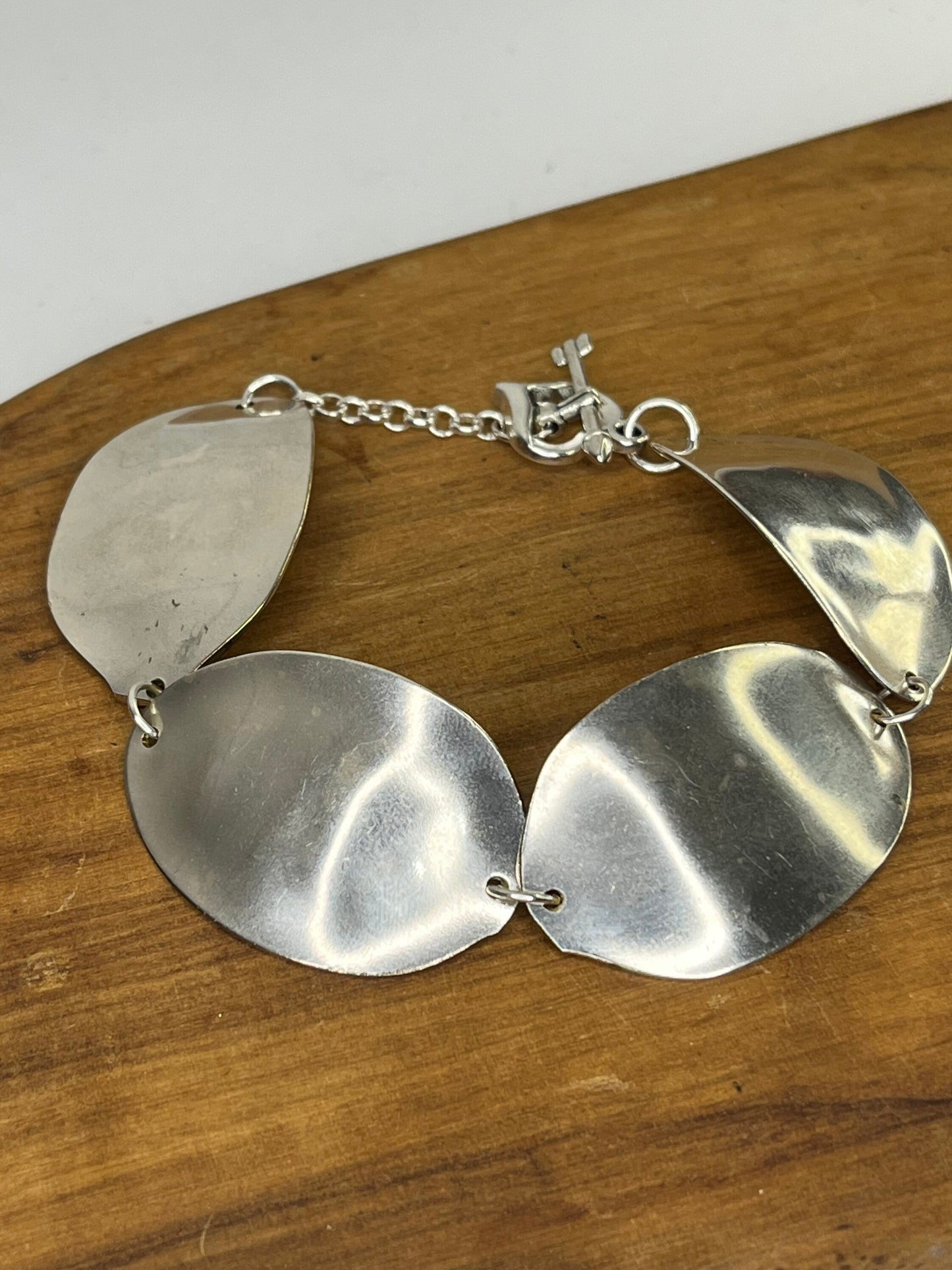 Silver bracelet made from vintage silver plate spoon bowls. Spoon jewelry, Unique and customizable gift for her