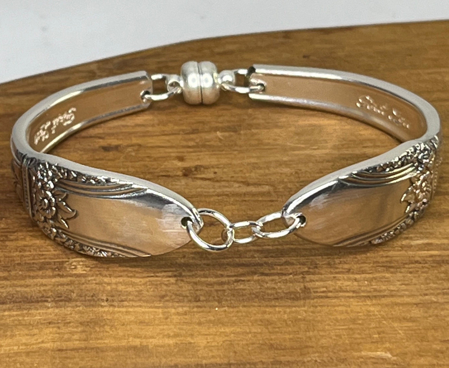 Silver Bracelet made from the Handle of Vintage Antique Spoons, Silverware bracelet, spoon bracelet