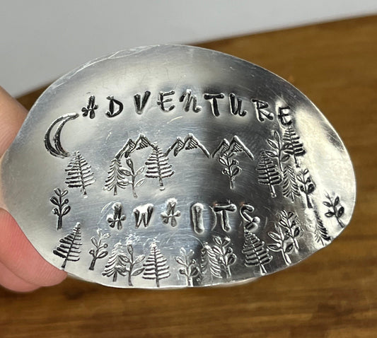 Silver Spoon Bracelet  “Adventure Awaits" hand stamped