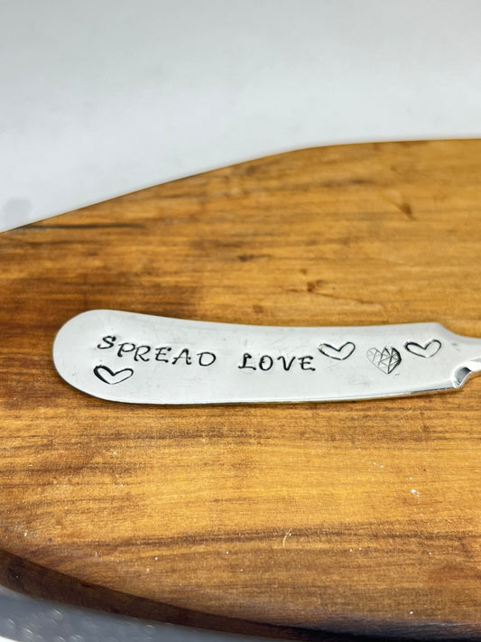 Unique Silver Butter or Spreader Knife, Hand stamped from vintage silver plated butter knife. Unique host, wedding or housewarming gift