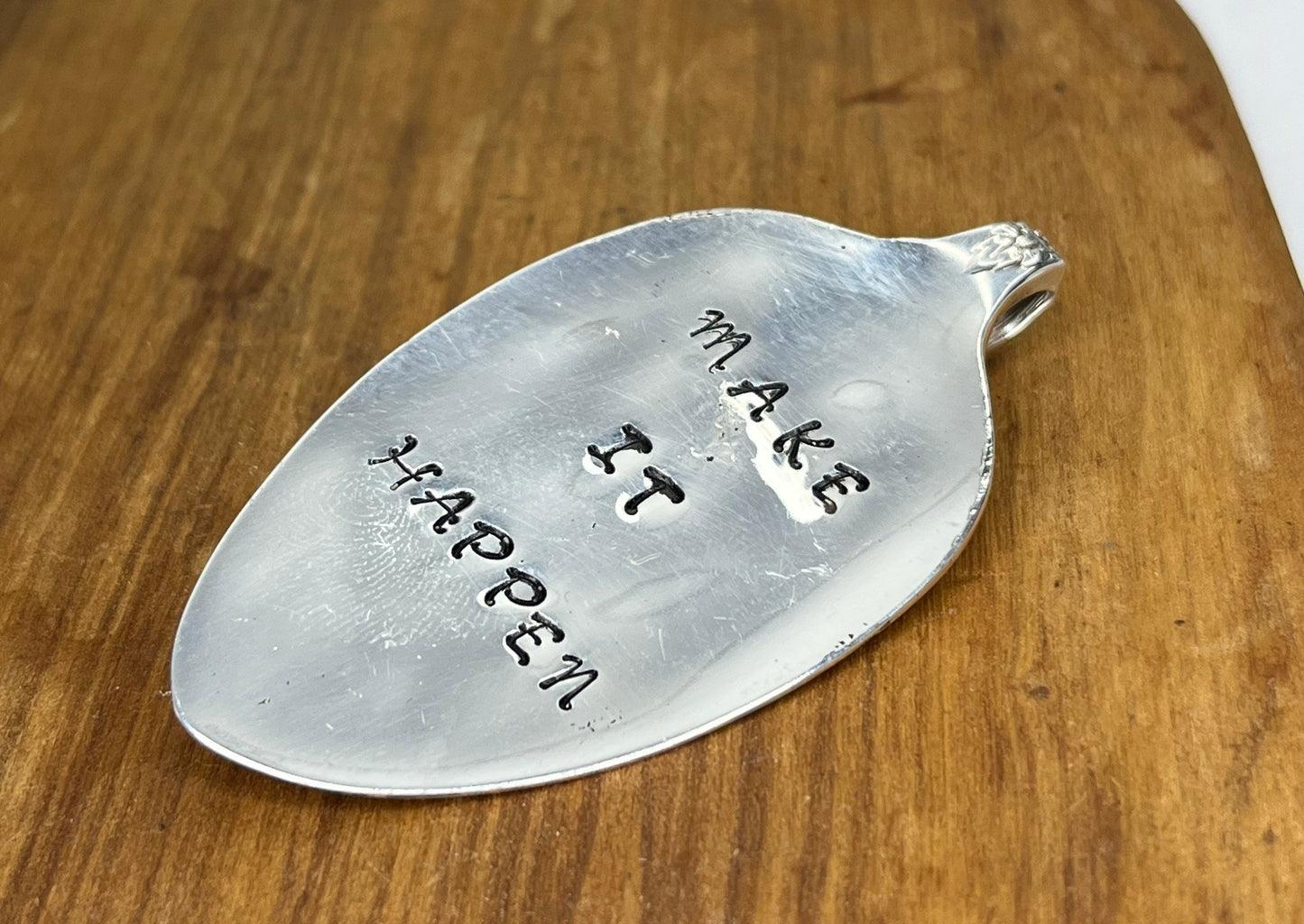 Unique Hand Stamped Metal Money Clip Made from Antique Vintage Silver Plated Spoon. Silverware Jewelry. Unique Gift for him, dad, son, boss