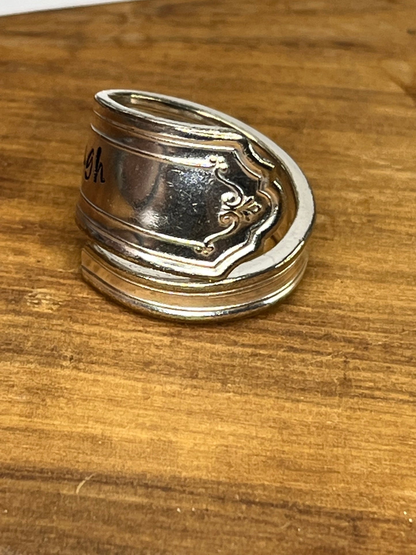 Silver Wrap Ring made from Vintage Spoon Handle with “Enough” hand stamped, Silverware Jewelry, Silver Spoon Ring for her,