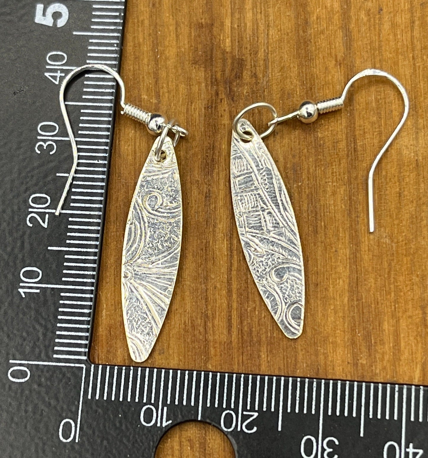 Silver drop earrings upcycled from vintage silver plated trays, Silverware Jewelry, Unique Gift for her, Silver Drop Earrings