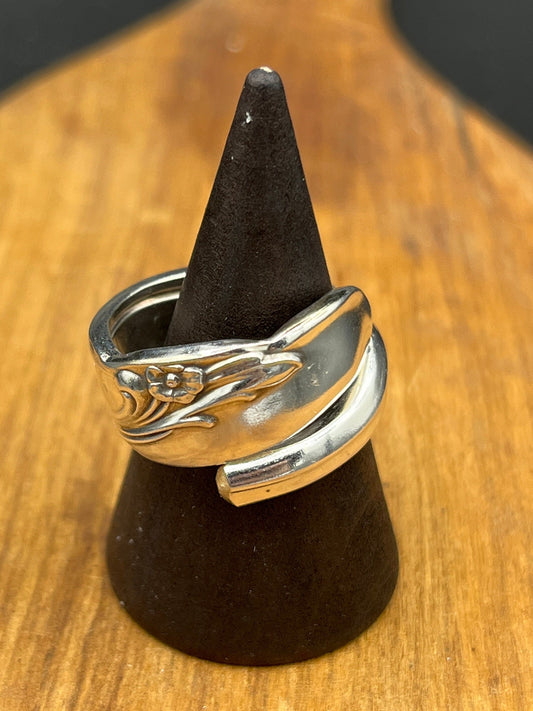 Silver Wrap Ring Handmade from Antique Vintage Spoon Handle, Silverware Jewelry, Silver Spoon Ring. Unique Anniversary Gift her. Handcrafted