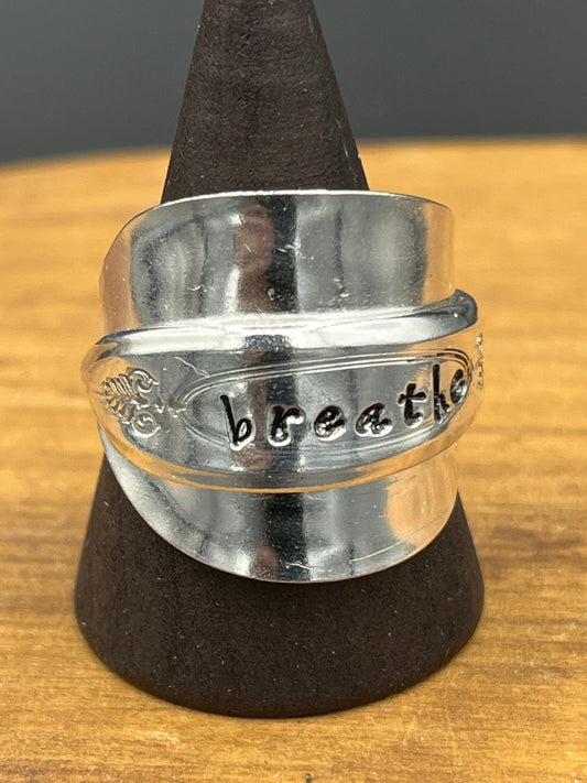 Unique Silver Plated Vintage Spoon Ring - Mental Health Ring - Handcrafted Jewelry - Meditation Ring