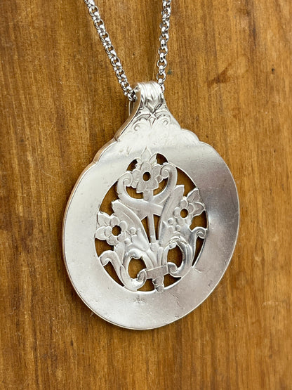 Silver Necklace Pendant made from Antique Vintage Absinthe Spoon Bowl, Silverware Jewelry, Spoon Handle Necklace, Unique Gift For Her